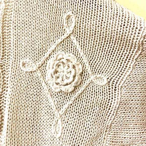 Vintage cotton / ramie sweater Aran style sweater - Picture 5 of 11